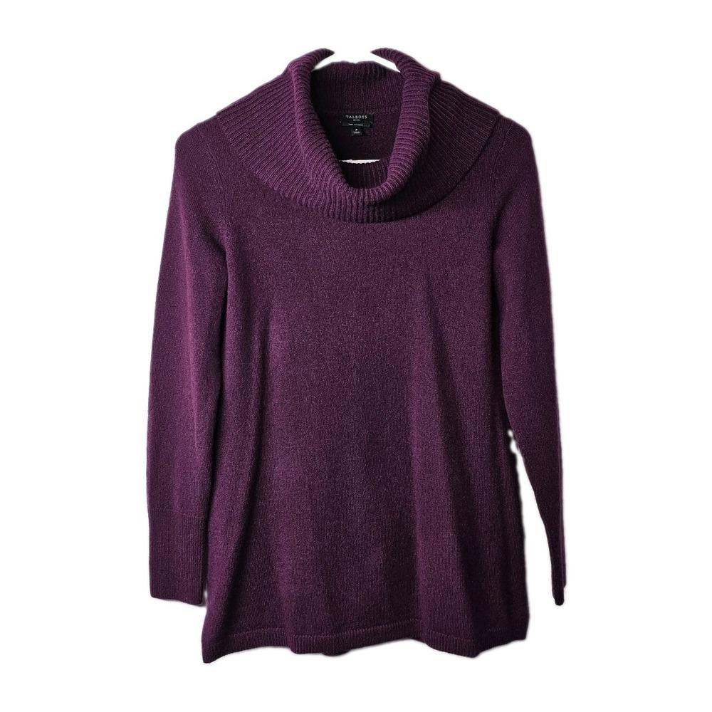 100% Pure Cashmere Talbots Purple Turtleneck Sweater Womens Small Petite EUC 💜